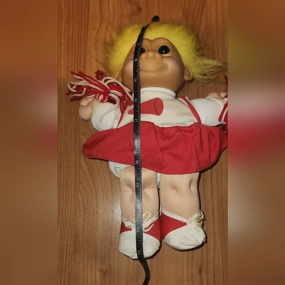 Russ Troll Kids Cheerleader Red & White Vintage Doll Trolls EUC